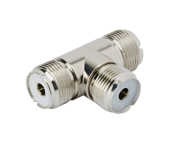 SO239 T-Piece Adaptor takes 3 x PL259 Plugs